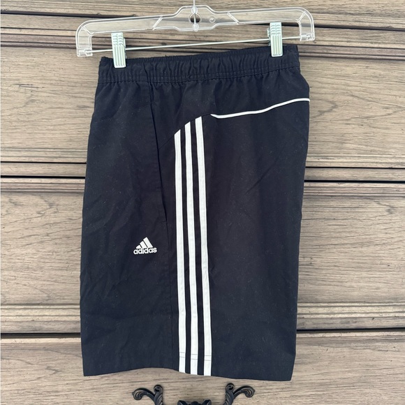 Adidas Black White Stripe Clima365 Athletic Shorts EUC Polyester - Picture 1 of 11